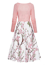 Load image into Gallery viewer, Knitted Light Long Sleeve Sweater Top with Wrap Around Belt Fashion Floral Print Slip Dress Two-piece Set