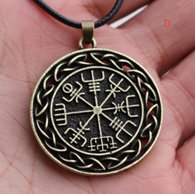 Load image into Gallery viewer, Nordic Symbol Viking Rune Circle Amulet Pendant Necklace