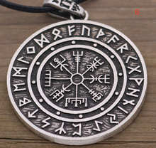 Load image into Gallery viewer, Nordic Symbol Viking Rune Circle Amulet Pendant Necklace