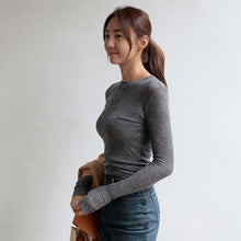 Load image into Gallery viewer, Casual Slimming Round Neck Long Sleeves Fitted Top