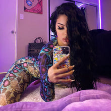 Load image into Gallery viewer, Women's Multi Color Snake Pattern Long Sleeve Tightly Fitted Jumpsuit