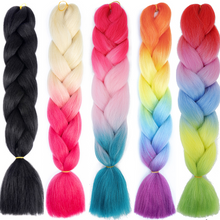 Load image into Gallery viewer, Ombre Jumbo Braid 24 Inches Synthetic Hair Extensions For Women DIY Hair Braids Pink Purple Yellow Gray Multi Colors 2