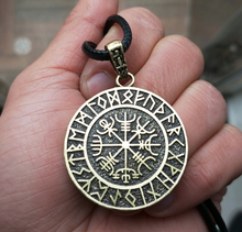 Load image into Gallery viewer, Nordic Symbol Viking Rune Circle Amulet Pendant Necklace