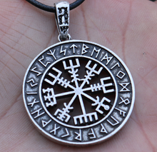 Load image into Gallery viewer, Nordic Symbol Viking Rune Circle Amulet Pendant Necklace
