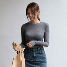 Load image into Gallery viewer, Casual Slimming Round Neck Long Sleeves Fitted Top
