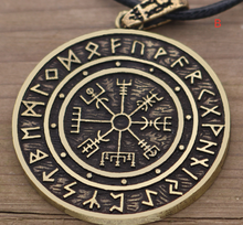 Load image into Gallery viewer, Nordic Symbol Viking Rune Circle Amulet Pendant Necklace