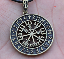 Load image into Gallery viewer, Nordic Symbol Viking Rune Circle Amulet Pendant Necklace
