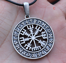 Load image into Gallery viewer, Nordic Symbol Viking Rune Circle Amulet Pendant Necklace
