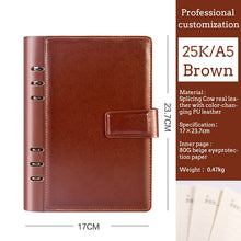 Load image into Gallery viewer, A5 A6 Business Black or Brown Leather Company Notebook Office Supplies 6 Ring Binder Journals Planner