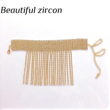 Load image into Gallery viewer, Ankle Adoration 1 piece of Fashionable Rhinestone Foot Chain Shining Crystal Tassel Ankle Charm High Heels Accessories Black Gold Silver