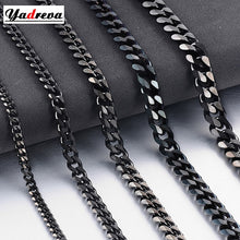 Load image into Gallery viewer, Hot Selling Men Black Stainless Steel Cuban Link Chain Necklace Jewelry Variety of Width and Length