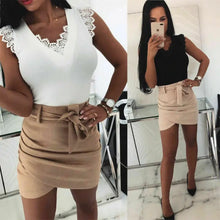 Load image into Gallery viewer, Ladies Elegant Summer Sexy Lace Up Back Hollow Out Camisole Sleeveless White Black Elegant Ladies Tank Top