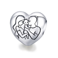 Load image into Gallery viewer, Bamoer 925 Sterling Silver Family Maternal Love Baby Feet Mom Heart Charms Pendants for Bracelet Bangle DIY Jewelry