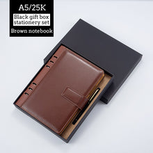 Load image into Gallery viewer, A5 A6 Business Black or Brown Leather Company Notebook Office Supplies 6 Ring Binder Journals Planner