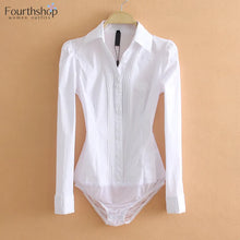 Load image into Gallery viewer, 2023 Fashion Bodysuit Long Sleeve Women Body Shirt Office Lady Work Uniforms Spring White Blouses And Tops Slim Autumn Clothes