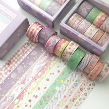 Load image into Gallery viewer, Scrapbooking Junk Journaling 10 Pcs/Set Gold Stamping Washi Tape Decorative Adhesive Tape Scrapbooking Diary Sticker Stationery