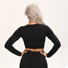 Load image into Gallery viewer, Sexy Summer Hollow Out Yoga Crop Top For Women Long Sleeve Running Shirts Sexy Shirts Sports Shirts Quick Dry Fitness Crop Tops