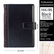 Load image into Gallery viewer, A5 A6 Business Black or Brown Leather Company Notebook Office Supplies 6 Ring Binder Journals Planner
