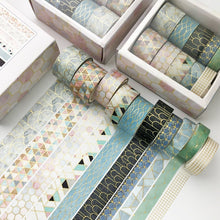 Load image into Gallery viewer, Scrapbooking Junk Journaling 10 Pcs/Set Gold Stamping Washi Tape Decorative Adhesive Tape Scrapbooking Diary Sticker Stationery