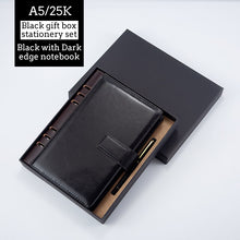 Load image into Gallery viewer, A5 A6 Business Black or Brown Leather Company Notebook Office Supplies 6 Ring Binder Journals Planner