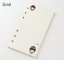 Load image into Gallery viewer, 40Sheet Black A5 A6 6-hole Loose-leaf Refill Inner Page Colored Inner Pages Line Grid Blank Weekly Inside Paper Stationery