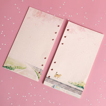 Load image into Gallery viewer, A6 Refill Pages 80 Sheets Kawaii Sakura And Cat A6 Loose Leaf Notebook Refill 6 Ring Spiral Binder Inner Pages Line Grid Blank Dot