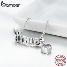 Load image into Gallery viewer, BAMOER Genuine 925 Sterling Silver Love Letter Adjustable Bracelet with Gem Stone Heart Charm Gift For Woman Sterling Silver Fine Jewelry