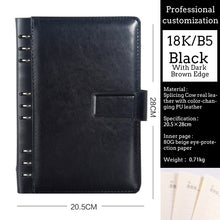 Load image into Gallery viewer, A5 A6 Business Black or Brown Leather Company Notebook Office Supplies 6 Ring Binder Journals Planner