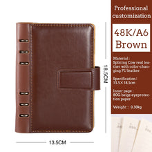 Load image into Gallery viewer, A5 A6 Business Black or Brown Leather Company Notebook Office Supplies 6 Ring Binder Journals Planner