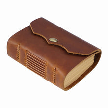 Load image into Gallery viewer, Hand Made Cool Pocket Mini Size Genuine Leather Journal Thick Notebook Blank Kraft Paper Sketchbook Gift