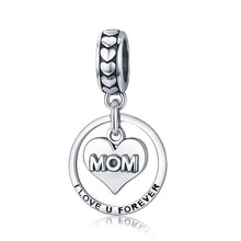 Load image into Gallery viewer, Bamoer 925 Sterling Silver Family Maternal Love Baby Feet Mom Heart Charms Pendants for Bracelet Bangle DIY Jewelry