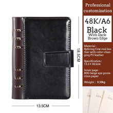 Load image into Gallery viewer, A5 A6 Business Black or Brown Leather Company Notebook Office Supplies 6 Ring Binder Journals Planner