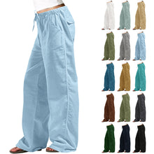Load image into Gallery viewer, Unparalleled Comfort Linen Elastic Waist Draw String Relaxed Fit Straight-leg Pants Trousers Front and Back Pockets 12 Colors Sizes S-5XL