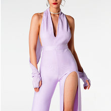 Load image into Gallery viewer, Sexy Summer Backless Halter V-neck Slimming Backless Leg Slit Jumpsuit