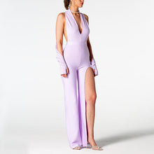 Load image into Gallery viewer, Sexy Summer Backless Halter V-neck Slimming Backless Leg Slit Jumpsuit