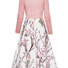 Load image into Gallery viewer, Knitted Light Long Sleeve Sweater Top with Wrap Around Belt Fashion Floral Print Slip Dress Two-piece Set