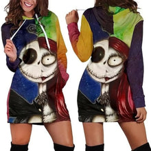 Load image into Gallery viewer, Jack Skellington Hoodie Dress Light Weight Sweater Dress Corpse Bride Dress with Hood 12 Design and Color Options