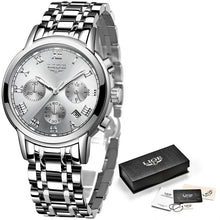 Load image into Gallery viewer, LIGE Women Gold Silver Watches 8 Choice Options 30M Waterproof Glow in Dark Watches +BOX