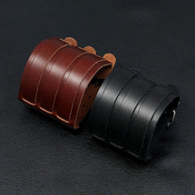 Load image into Gallery viewer, Genuine Leather Wide Cuff Bracelets with Buckle Closure Punk Vintage Three Layers Wide Black Brown Bracelets Wide Variety to Choose