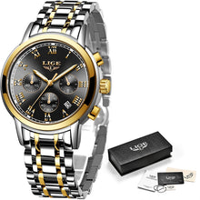 Load image into Gallery viewer, LIGE Women Gold Silver Watches 8 Choice Options 30M Waterproof Glow in Dark Watches +BOX