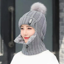 Load image into Gallery viewer, Women Wool Knitted Hat Ski Hat Windproof Winter Outdoor Scarf Collar Keep Face Warm Beanies Hat