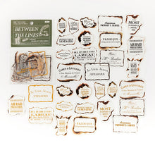 Load image into Gallery viewer, 30pcs/pack Gold Trim Stickers Time Letters Decorative Stickers wth Transparent Back INS Stamping Scrapbooking Material Label Diary Mobile DIY Junk Journaling Stickers