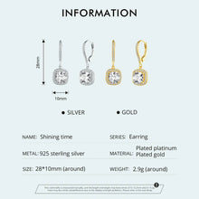Load image into Gallery viewer, BAMOER Genuine 925 Sterling Silver and 14K Gold Plated Dazzling CZ Square Geometric Drop Earrings