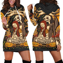 Load image into Gallery viewer, Jack Skellington Hoodie Dress Light Weight Sweater Dress Corpse Bride Dress with Hood 12 Design and Color Options