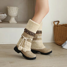 Load image into Gallery viewer, Women's Knight Boots Faux Suede Fleece Winter Fall Warm Boots Medium Heel Tall Bohemian Boots