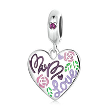 Load image into Gallery viewer, Bamoer 925 Sterling Silver Family Maternal Love Baby Feet Mom Heart Charms Pendants for Bracelet Bangle DIY Jewelry