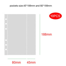 Load image into Gallery viewer, A5 Six Ring Clear Binder Refill 1 2 4 Pockets Sleeves Toploader Photocards Holder Photo Album Sheets 10 Pieces
