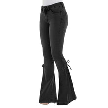 Load image into Gallery viewer, Mid Rise Stretch Flare Jeans Women Denim Pants Wide Leg Casual Style Bell Bottom 6 Color Choices in Blues Gray Blacks S-5XL