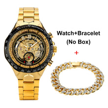 Load image into Gallery viewer, Automatic Mechanical Watch Men Luxury Brand Gift for Male with Gold Rhinestones Bracelet Fashion Mechanical Watch Men Reloj
