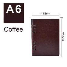 Load image into Gallery viewer, A5 or A6 Leather Cover Notebook 6 Ring Mini Binder Index with Pen Holder Filler Diary Agenda Planner Accessories Journal